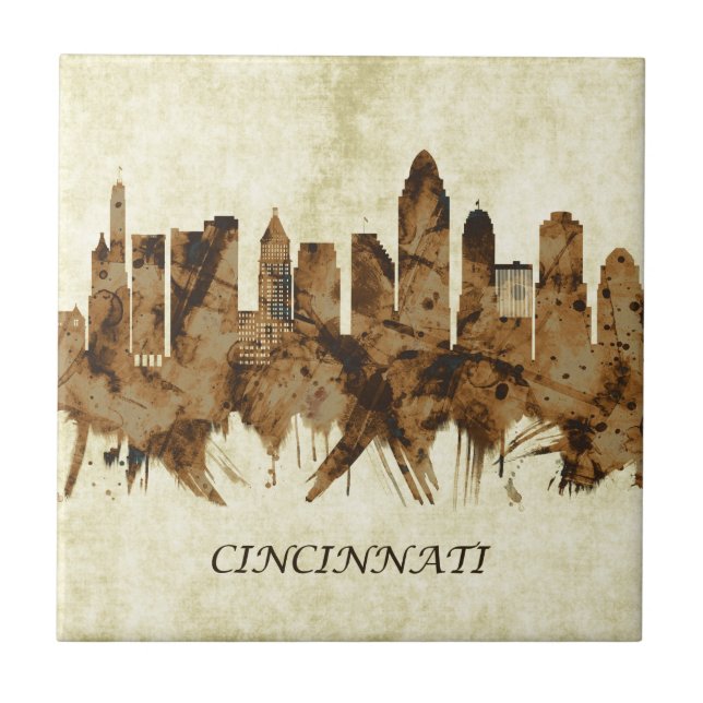 Cincinnati Ohio Cityscape Kakelplatta (Framsidan)