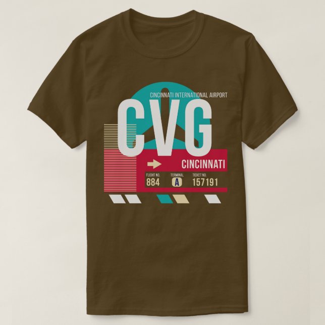 Cincinnati Ohio CVG Airport Code Baggage Märkre E T Shirt (Design framsida)