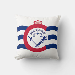 Cincinnati, Ohio, Flagga American MoJo Pillow Kudde