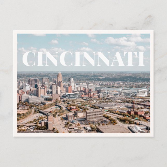 Cincinnati Ohio Flygbild Stadssiluett Downtown Fot Vykort (Framsida)