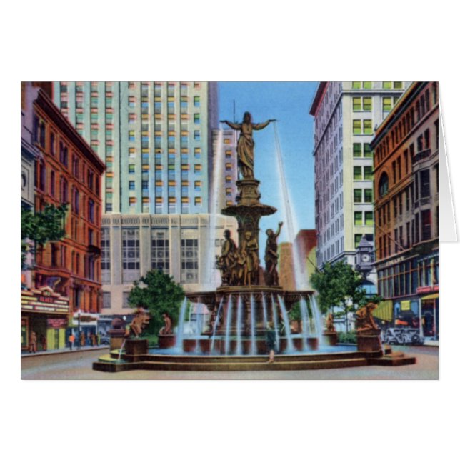 Cincinnati Ohio Fontän Square Hälsningskort (Framsidan Horizontal)