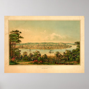 Cincinnati Ohio från en väster av Covington, KY Poster