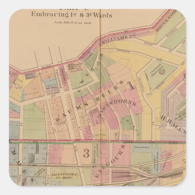 Cincinnati, Ohio Fyrkantigt Klistermärke (Framsida)