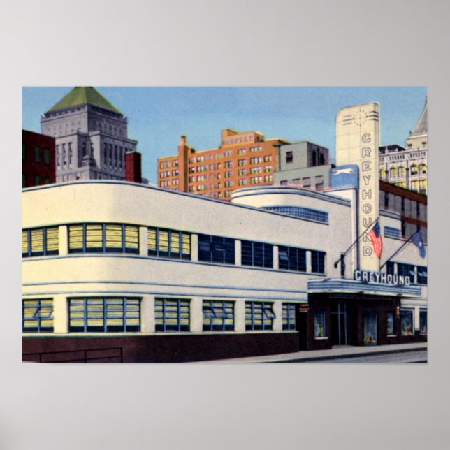 Cincinnati Ohio Greyhound Buss Station Poster (Framsidan)