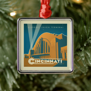 Cincinnati, Ohio Historik, unionsterminal Julgransprydnad Metall