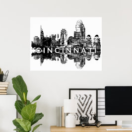 Cincinnati, Ohio i svartvitt Poster
