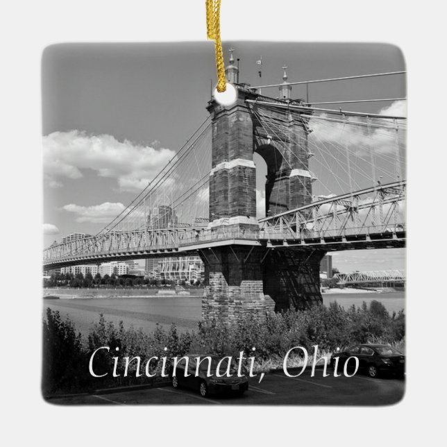 Cincinnati Ohio Keepsaké Souvenir-jul Julgransprydnad Keramik (Framsida)