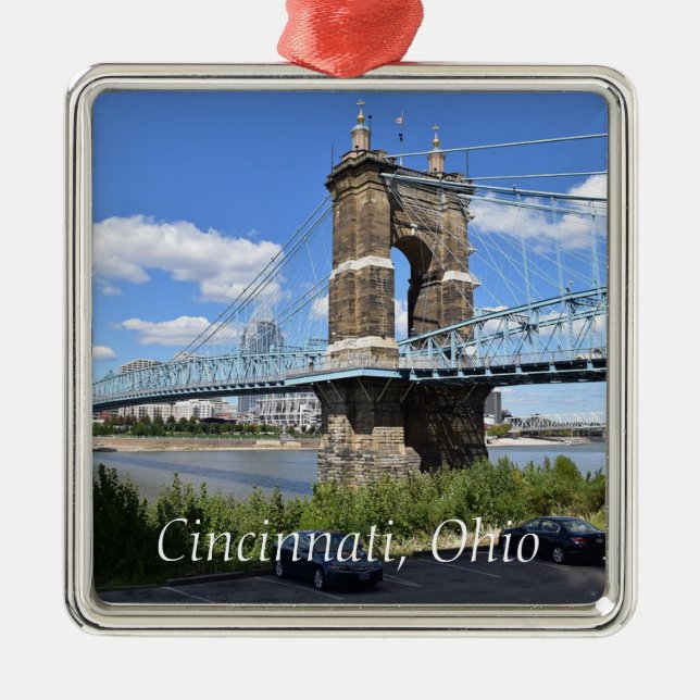 Cincinnati Ohio Keepsaké Souvenir-jul Julgransprydnad Metall (Framsidan)