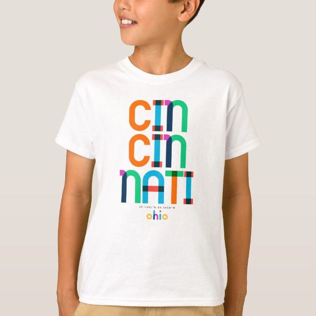 Cincinnati Ohio Mid Century, Pop Art T Shirt (Framsida)