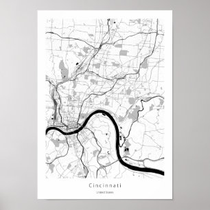 Cincinnati Ohio Modern Minimum Simal Karta Poster
