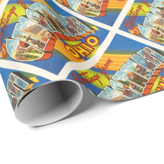 Cincinnati Ohio OH gammal vintage resorsouvenir Presentpapper (Rullad Hörn)