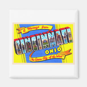 Cincinnati Ohio OH Vintage Large Brev vykort Magnet