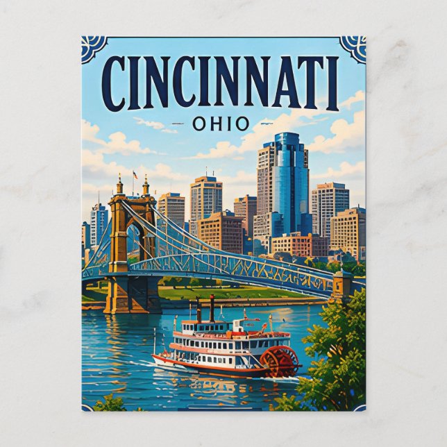 🌉 Cincinnati Ohio Semester Minne Riverfront 🌉 Vykort (Framsida)