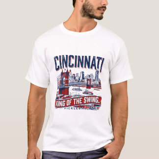Cincinnati Ohio Siluett och Pickleballplan Scen T Shirt
