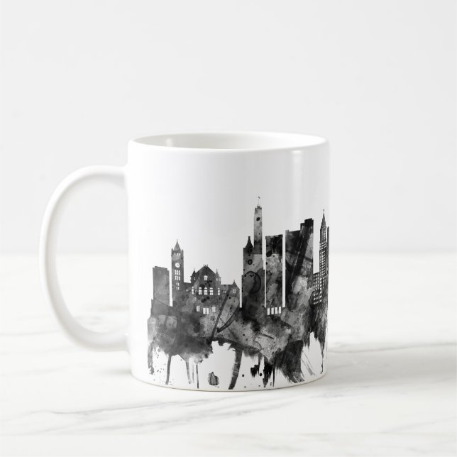 Cincinnati Ohio Skyline BW Kaffemugg (Vänster)