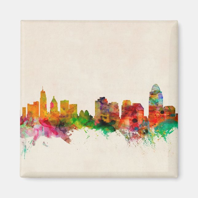 Cincinnati Ohio Skyline Cityscape Magnet (Framsidan)
