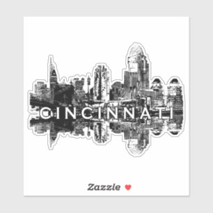 Cincinnati, Ohio skyline i svart bläck Klistermärken