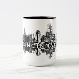 Cincinnati, Ohio skyline i svart Två-Tonad Mugg