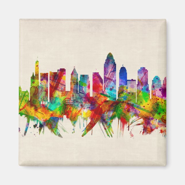 Cincinnati Ohio Skyline Magnet (Framsidan)