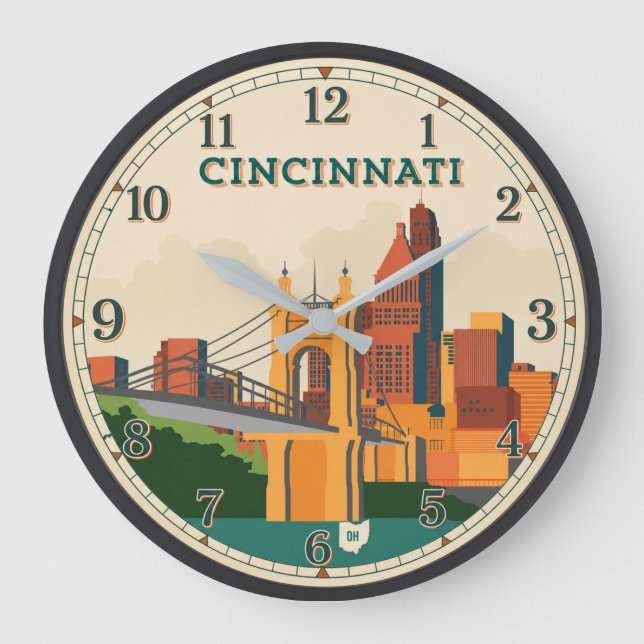 Cincinnati Ohio Skyline  Stor Klocka (Framsida)