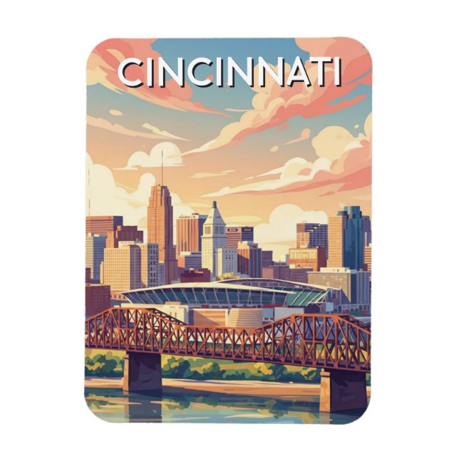 Cincinnati Ohio Skyline Travel Magnet (Vertikal)
