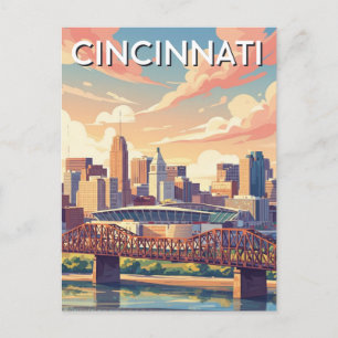 Cincinnati Ohio Stadssiluett Resor Vykort