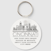 Cincinnati, Ohio Stylized Skyline | Anpassningsbar