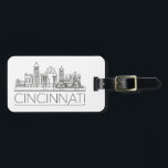 Cincinnati, Ohio Stylized Skyline Luggage Tag Bagagebricka<br><div class="desc">Ett unikt bagagetagg som representerar den vackra staden Cincinnati,  Ohio.  Den här märkrn illustrerar stadens unika skylt med namn under.</div>