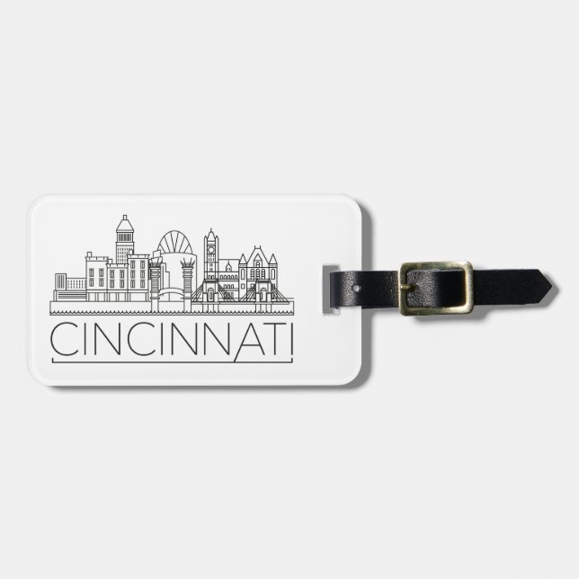 Cincinnati, Ohio Stylized Skyline Luggage Tag Bagagebricka (Horisontell Framsida)