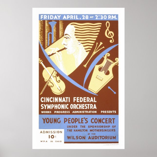 Cincinnati Orchestra 1939 WPA Poster (Framsidan)