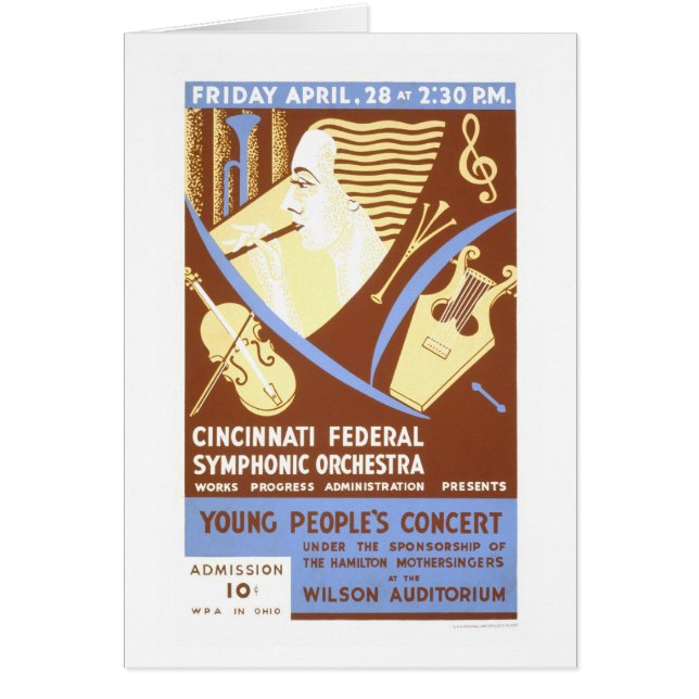 Cincinnati orkester 1939 WPA Hälsningskort (Framsidan)