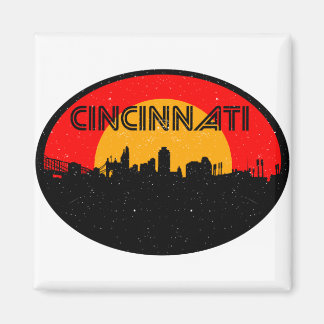 Cincinnati Red Black Oval City Magnet