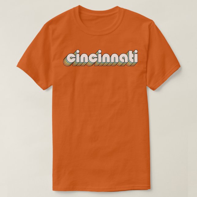 Cincinnati Retro Rainbow Typography Faded Stil T Shirt (Design framsida)