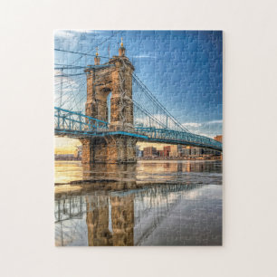 Cincinnati Roebling Bridge Reflection Pussel