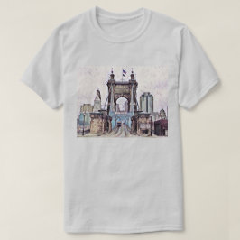 Cincinnati Roebling Suspension Bridge Watercolor T Shirt