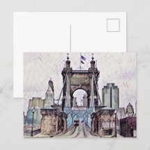 Cincinnati Roebling Suspension Bridge Watercolor