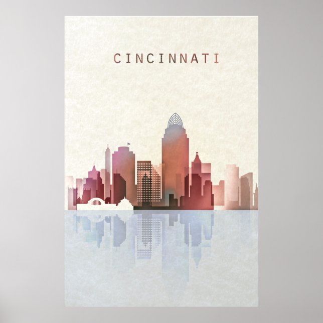 Cincinnati Skyline, Cincinnati Poster, Ohio Art Poster (Framsidan)