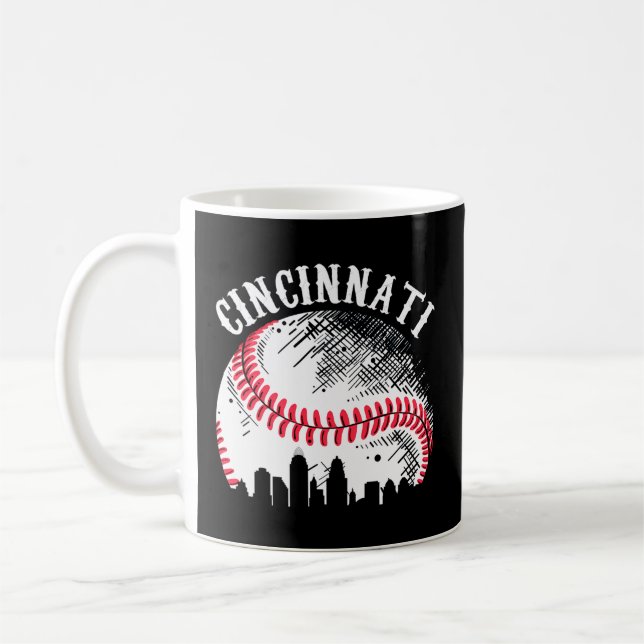 Cincinnati Skyline City Baseball Met at Gameday Kaffemugg (Vänster)