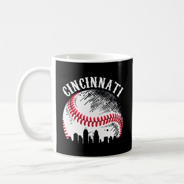 Cincinnati Skyline City Baseball Met at Gameday Kaffemugg (Vänster)