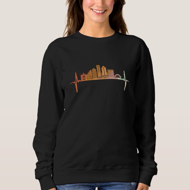 Cincinnati Skyline Heartbeat Retro Vintage Style T Shirt (Framsida)