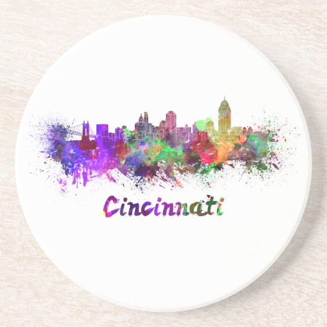 Cincinnati skyline in watercolor underlägg (Framsidan)