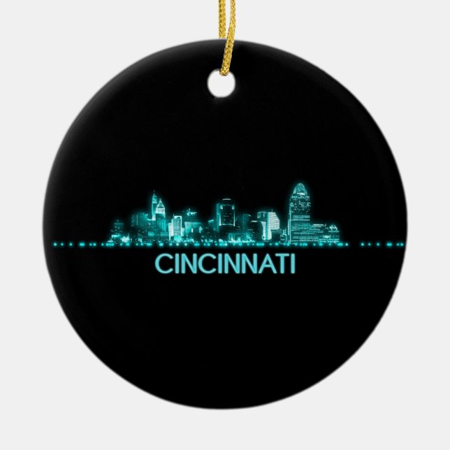 Cincinnati Skyline Julgransprydnad Keramik (Framsidan)