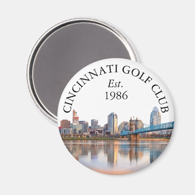 Cincinnati Skyline Personlig Golft Klubb Namn Magnet (Front/Back)