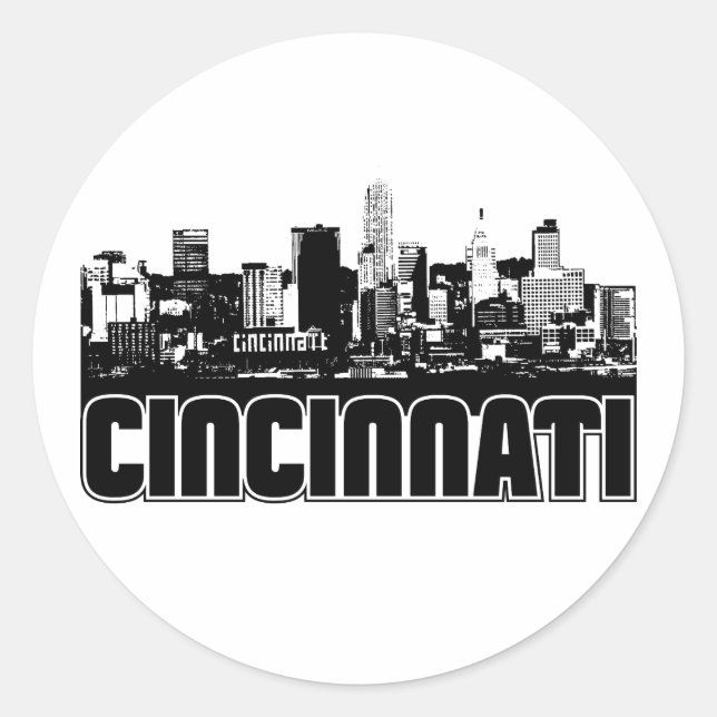 Cincinnati Skyline Runt Klistermärke (Framsida)