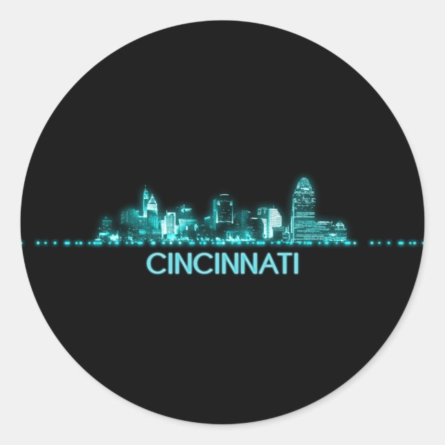 Cincinnati Skyline Runt Klistermärke (Framsida)