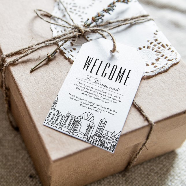 Cincinnati Skyline | Välkomsthälsning presentkort Presentetikett (Skapare uppladdad)