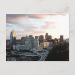 Cincinnati skyline vid solnedgång vykort