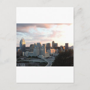Cincinnati skyline vid solnedgång vykort