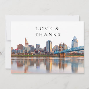 Cincinnati Skyline Watercolor Bröllopsfoto Tack Kort