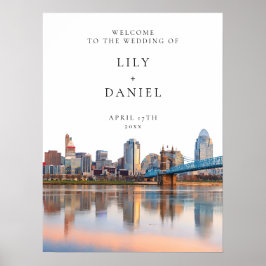 Cincinnati Skyline Wedding Welcome Sign Poster